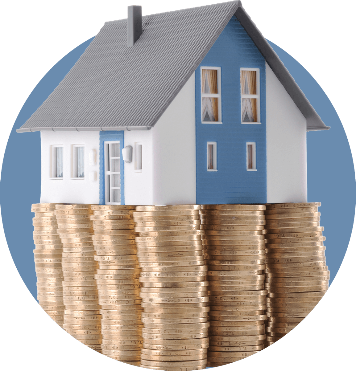 Illustration d'une maison des pièces de monnaie